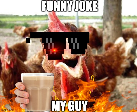 Chicken | FUNNY JOKE; MY GUY | image tagged in chicken | made w/ Imgflip meme maker