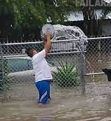 bailing water throwing water over fence Blank Meme Template