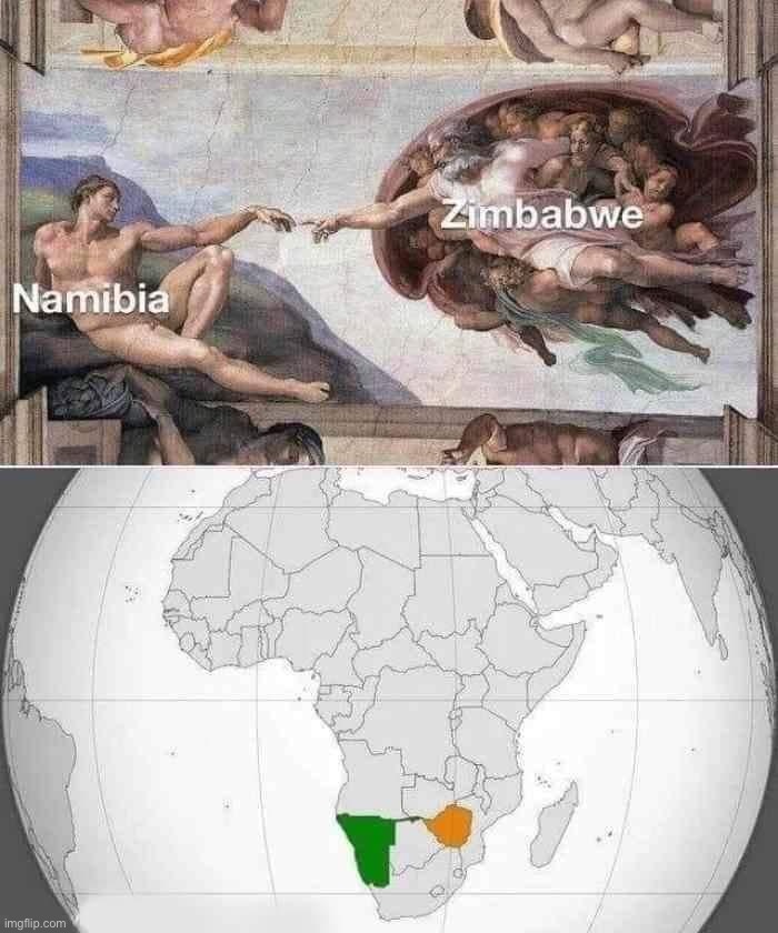 Colonial borders be like | image tagged in namibia zimbabwe,africa,repost,zimbabwe,namibia,countries | made w/ Imgflip meme maker