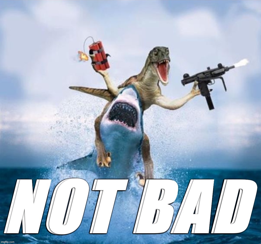 Shark Dino not bad | image tagged in shark dino not bad | made w/ Imgflip meme maker