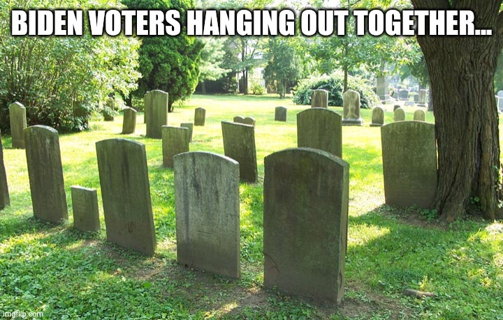 Cemetery | BIDEN VOTERS HANGING OUT TOGETHER... | image tagged in cemetery | made w/ Imgflip meme maker