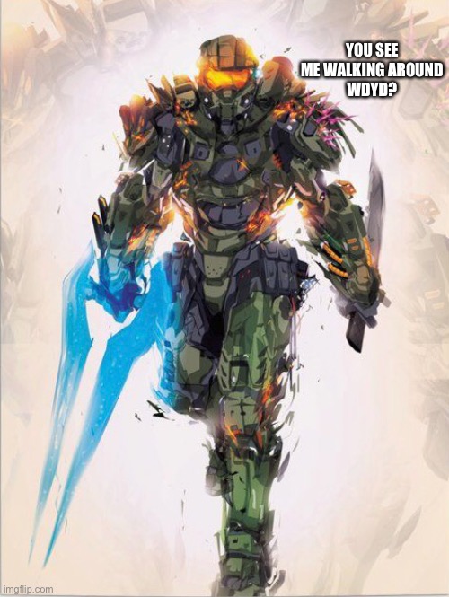 YOU SEE ME WALKING AROUND
WDYD? | image tagged in master chief | made w/ Imgflip meme maker