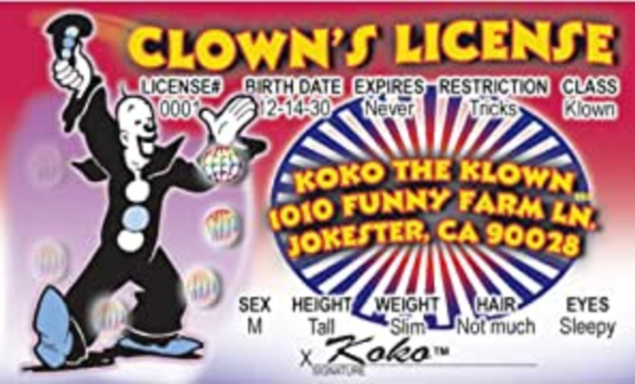 Clown drivers license Blank Meme Template