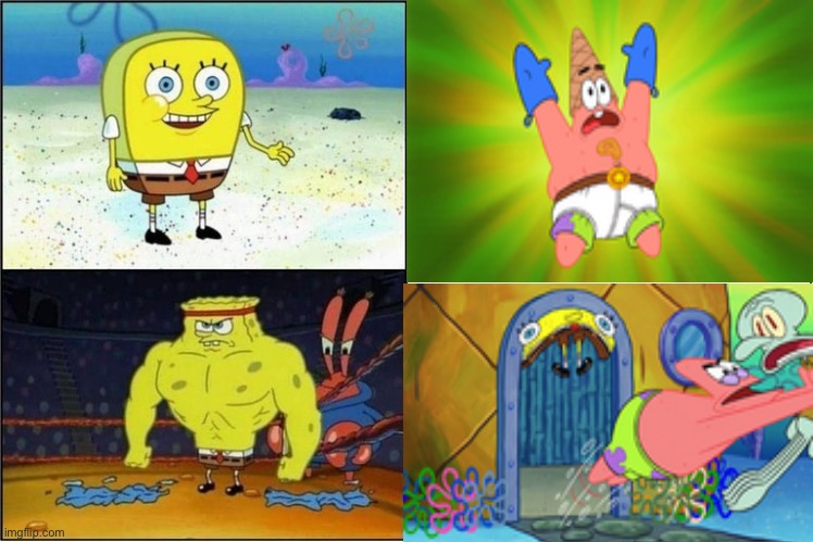 Weak vs strong Patrick | image tagged in weak vs strong spongebob | made w/ Imgflip meme maker