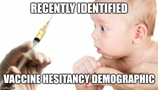 VACCINE HESITANT BABY | RECENTLY IDENTIFIED; VACCINE HESITANCY DEMOGRAPHIC | image tagged in funny memes,covid vaccine | made w/ Imgflip meme maker