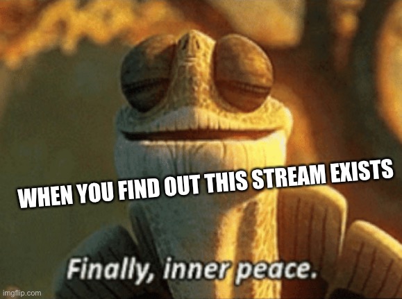 YESYESYESYESYES | WHEN YOU FIND OUT THIS STREAM EXISTS | image tagged in finally inner peace | made w/ Imgflip meme maker