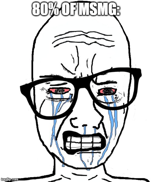 Wojak Crying | 80% OF MSMG: | image tagged in wojak crying | made w/ Imgflip meme maker