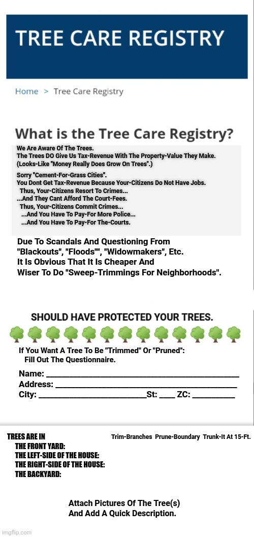 Website-Registry Tree-Trimming. (Need-To-Know Which-Trees.) Blank Meme Template