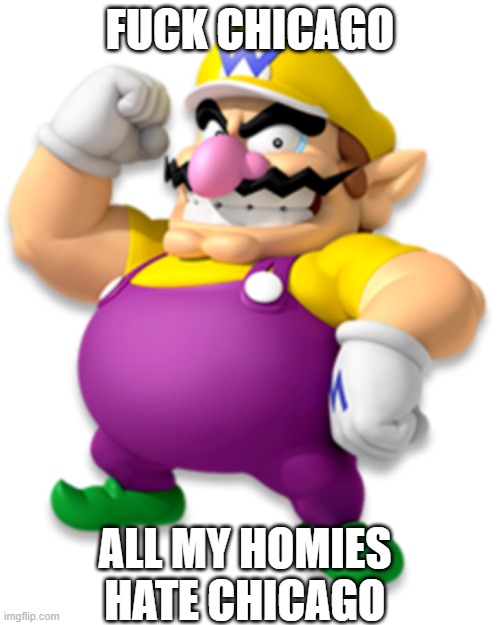Wario hates Chicago | FUCK CHICAGO; ALL MY HOMIES HATE CHICAGO | image tagged in chicago,wario | made w/ Imgflip meme maker