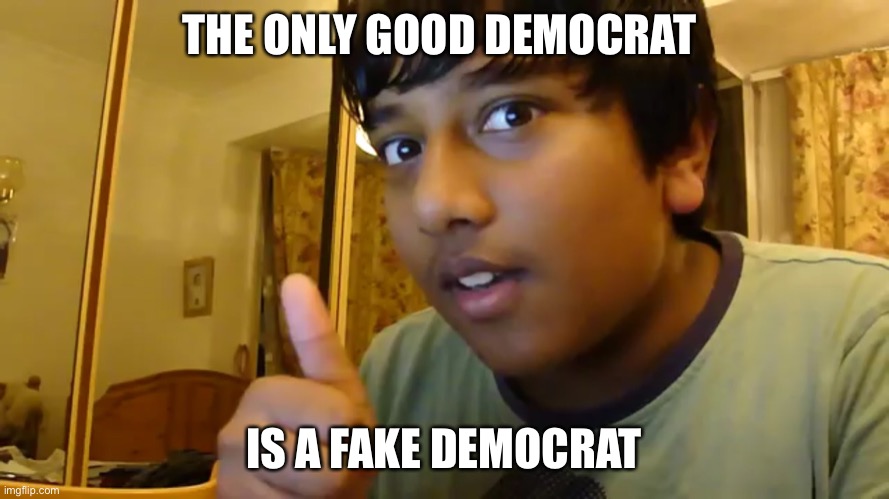 Good Idea Indian | THE ONLY GOOD DEMOCRAT IS A FAKE DEMOCRAT | image tagged in good idea indian | made w/ Imgflip meme maker