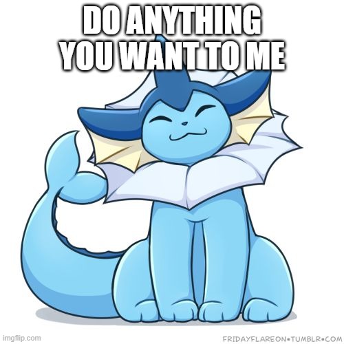 DO ANYTHING YOU WANT TO ME | image tagged in vaporeon | made w/ Imgflip meme maker