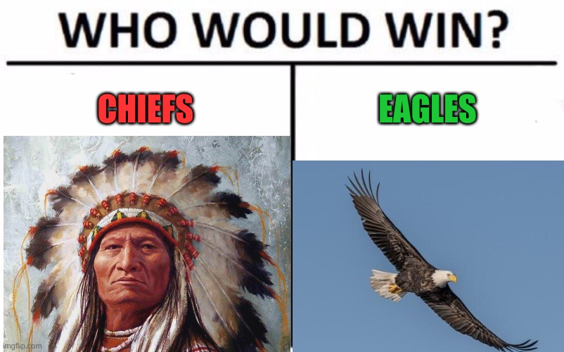  CHIEFS; EAGLES | image tagged in memes,who would win,chiefs,eagles | made w/ Imgflip meme maker