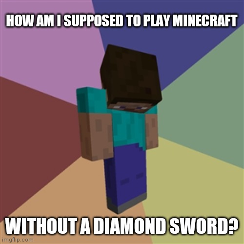 Sad Steve | HOW AM I SUPPOSED TO PLAY MINECRAFT; WITHOUT A DIAMOND SWORD? | image tagged in sad steve | made w/ Imgflip meme maker