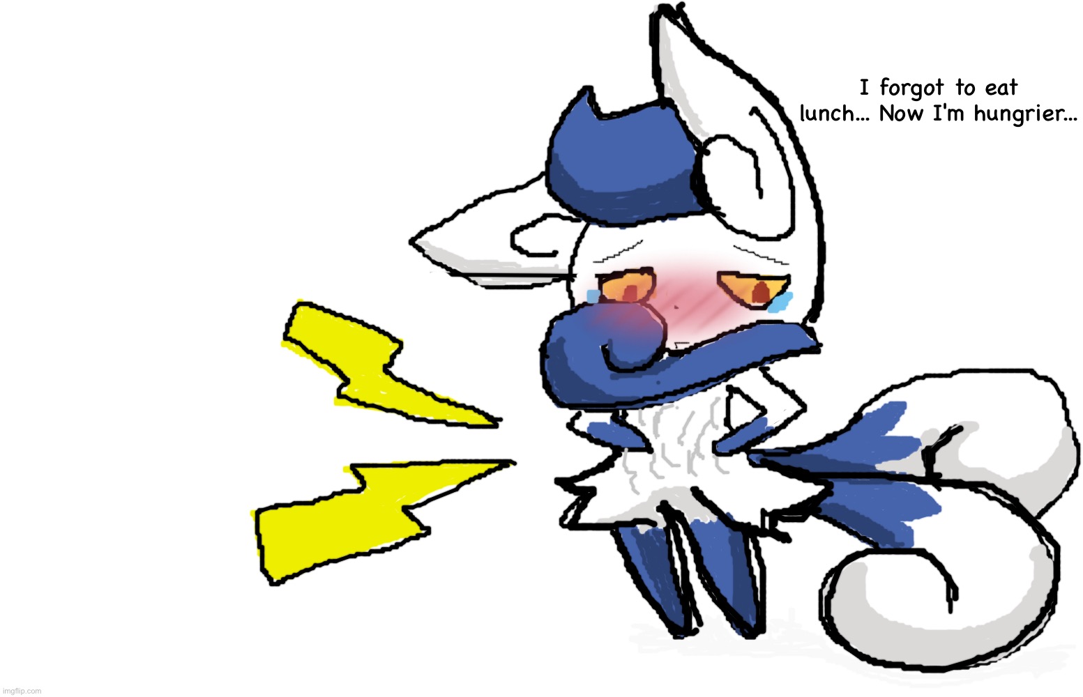 Meowstic's stomach growling |  I forgot to eat lunch... Now I'm hungrier... | image tagged in memes,blank transparent square | made w/ Imgflip meme maker