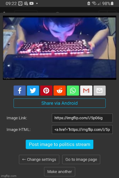 I've now posted it in the politics stream! | image tagged in kurumi licking his keyboard,politics,memes,kurumi,geometry dash,funny | made w/ Imgflip meme maker