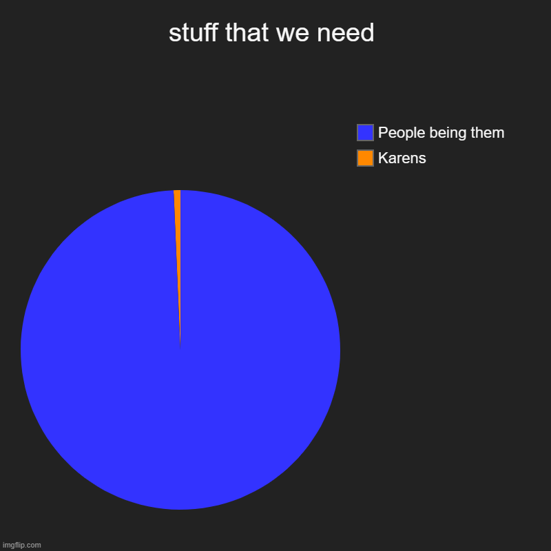 stuff that we need | Karens, People being them | image tagged in charts,pie charts | made w/ Imgflip chart maker