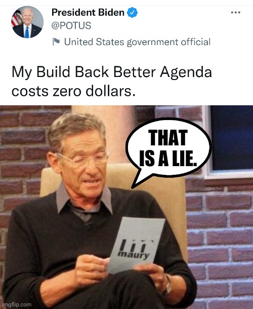 Joe Biden is putting America in more debt by the second. | THAT IS A LIE. | image tagged in memes | made w/ Imgflip meme maker