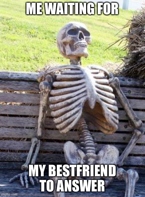 Haven’t we all been there? | ME WAITING FOR; MY BESTFRIEND TO ANSWER | image tagged in memes,waiting skeleton | made w/ Imgflip meme maker