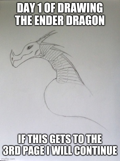 I know it's shameless but i just like to draw. | DAY 1 OF DRAWING THE ENDER DRAGON; IF THIS GETS TO THE 3RD PAGE I WILL CONTINUE | image tagged in minecraft | made w/ Imgflip meme maker