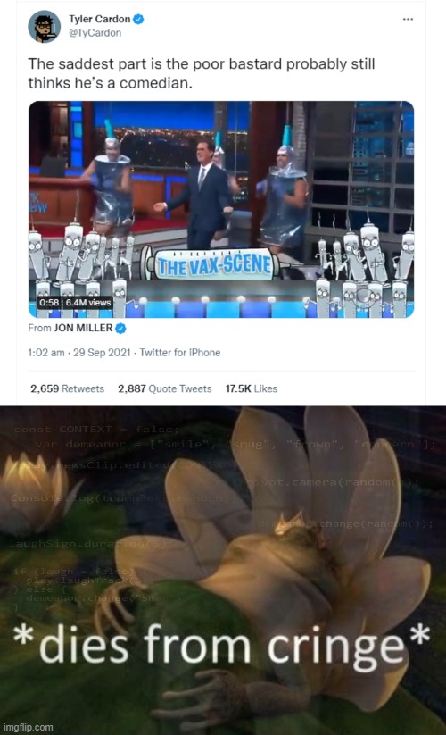 Colbert has gone from a political nonce to straight up disturbing levels of Clown World real quick | image tagged in dies from cringe,stephen colbert,cringe,stupid liberals,the left cant meme | made w/ Imgflip meme maker