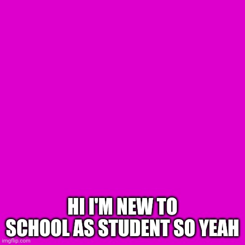 Blank Transparent Square | HI I'M NEW TO SCHOOL AS STUDENT SO YEAH | image tagged in memes,blank transparent square | made w/ Imgflip meme maker