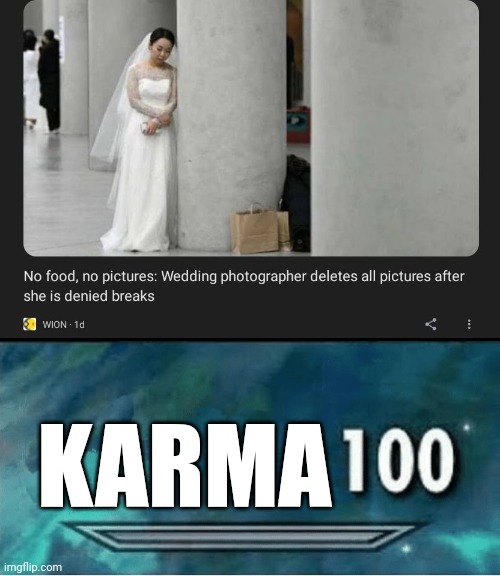 KARMA | image tagged in skyrim 100 blank | made w/ Imgflip meme maker