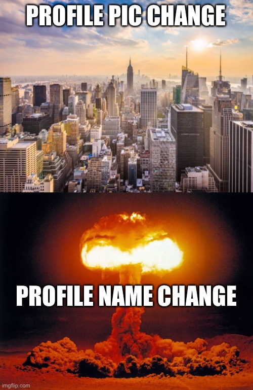 PROFILE PIC CHANGE; PROFILE NAME CHANGE | image tagged in memes | made w/ Imgflip meme maker