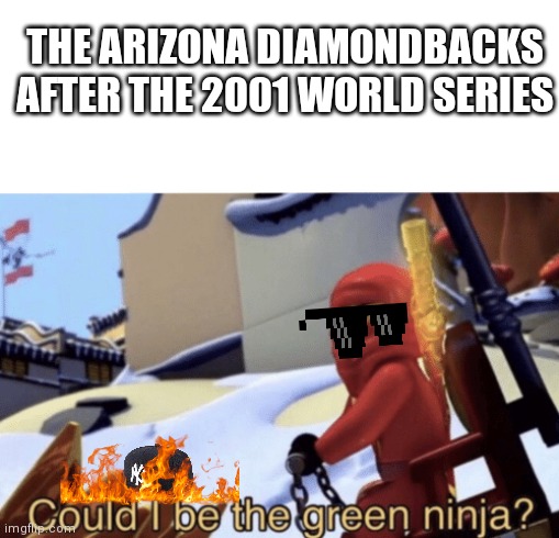 New baseball fans don't know this happened | THE ARIZONA DIAMONDBACKS AFTER THE 2001 WORLD SERIES | image tagged in could i be the green ninja | made w/ Imgflip meme maker
