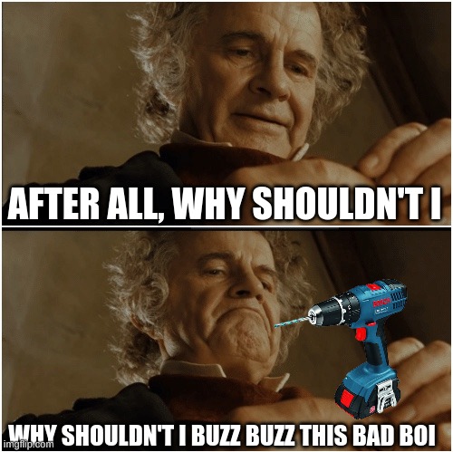 Bilbo - Why shouldn’t I keep it? | AFTER ALL, WHY SHOULDN'T I; WHY SHOULDN'T I BUZZ BUZZ THIS BAD BOI | image tagged in bilbo - why shouldn t i keep it | made w/ Imgflip meme maker
