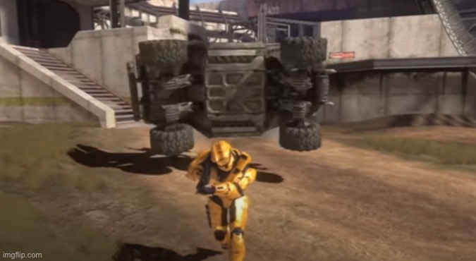 Grif Running From Warthog | image tagged in grif running from warthog | made w/ Imgflip meme maker