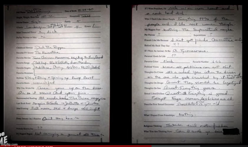 this was Richard Ramirez's answers to a letter a fan sent to him | made w/ Imgflip meme maker