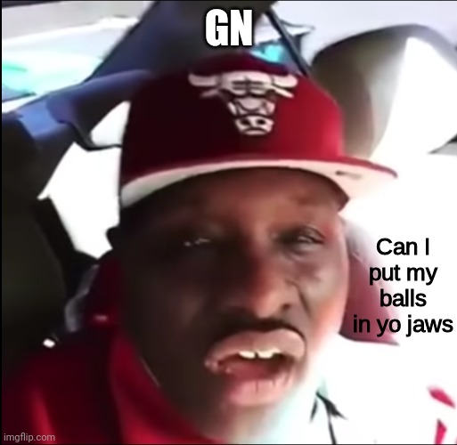 Can I put my balls in yo jaws | GN | image tagged in can i put my balls in yo jaws | made w/ Imgflip meme maker