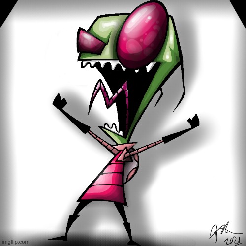 i tried a new style aggressively | image tagged in invader zim | made w/ Imgflip meme maker