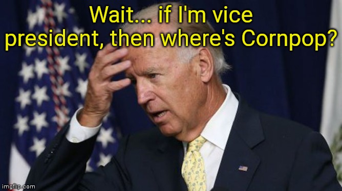 Joe Biden worries | Wait... if I'm vice president, then where's Cornpop? | image tagged in joe biden worries | made w/ Imgflip meme maker