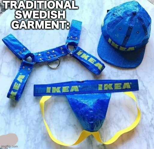 Wear this is Sweden, you'll fit right in | TRADITIONAL SWEDISH GARMENT: | image tagged in memes,unfunny | made w/ Imgflip meme maker