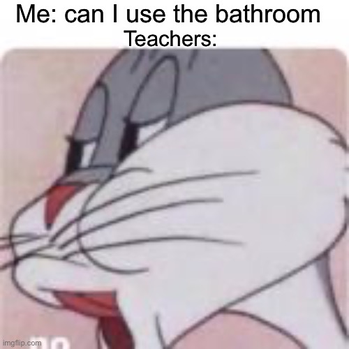 School in a nutshell |  Me: can I use the bathroom; Teachers: | image tagged in no bugs bunny | made w/ Imgflip meme maker