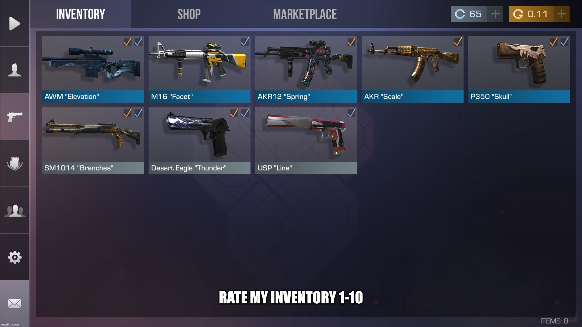 RATE MY INVENTORY 1-10 | made w/ Imgflip meme maker