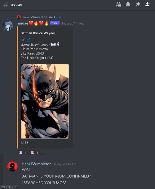 Fr tho I searched your mom and Batman showed up | made w/ Imgflip meme maker