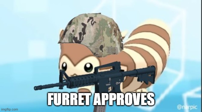 furret army | FURRET APPROVES | image tagged in furret army | made w/ Imgflip meme maker