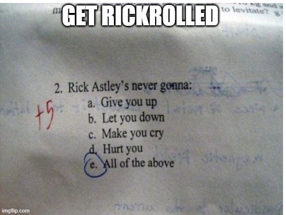 You just got rickrolled | GET RICKROLLED | image tagged in rickrolling,rickroll,bruh | made w/ Imgflip meme maker