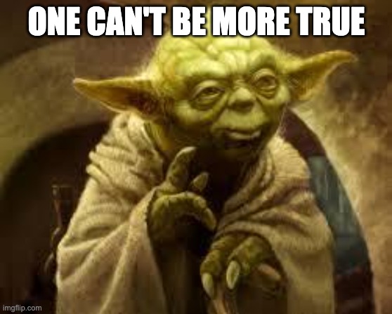 yoda | ONE CAN'T BE MORE TRUE | image tagged in yoda | made w/ Imgflip meme maker