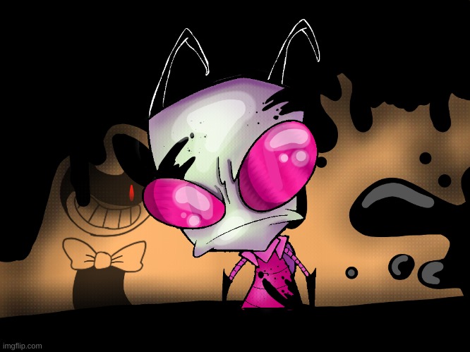 zim and bendy | image tagged in invader zim,bendy and the ink machine | made w/ Imgflip meme maker