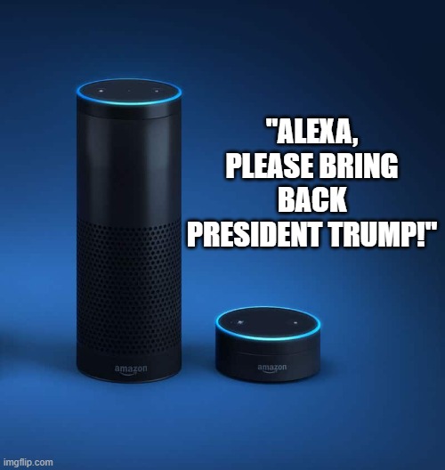 TRUMP |  "ALEXA, PLEASE BRING BACK PRESIDENT TRUMP!" | image tagged in alexa,trump,president trump,biden,joe biden | made w/ Imgflip meme maker