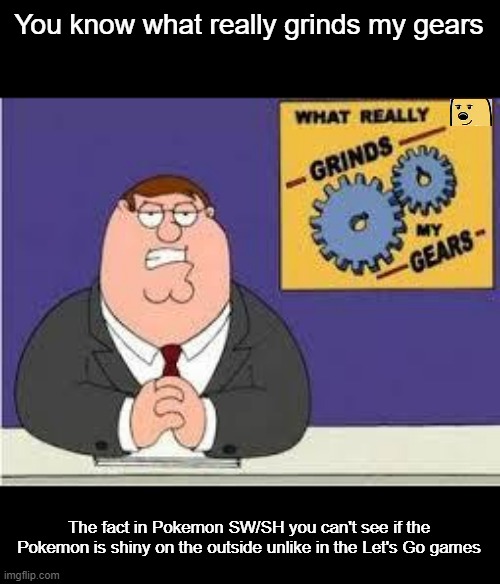 It's stupid and I don't understand why | You know what really grinds my gears; The fact in Pokemon SW/SH you can't see if the Pokemon is shiny on the outside unlike in the Let's Go games | image tagged in you know what really grinds my gears,pokemon | made w/ Imgflip meme maker