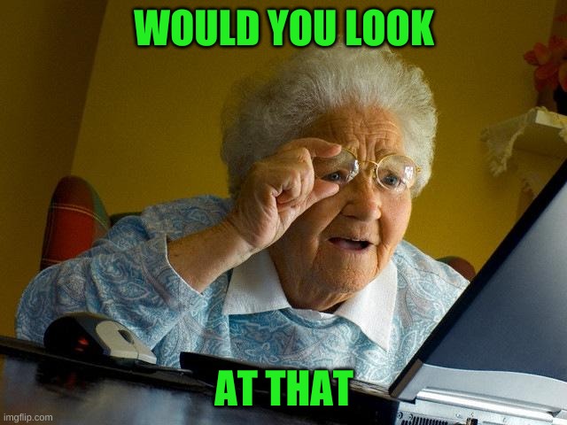 Would you look at that |  WOULD YOU LOOK; AT THAT | image tagged in memes,grandma finds the internet | made w/ Imgflip meme maker