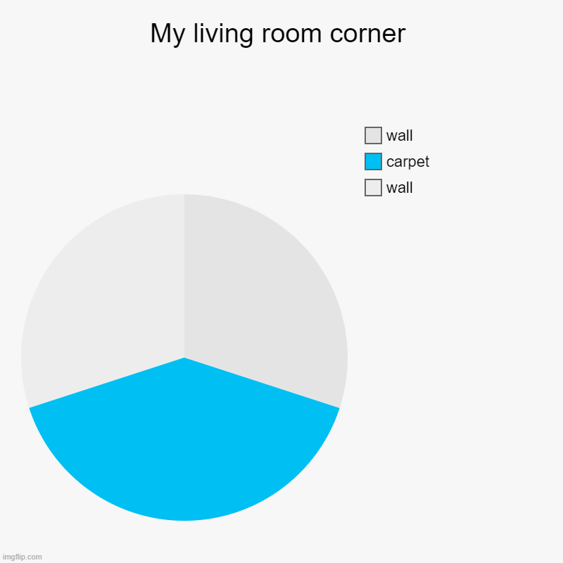 My living room corner | wall, carpet, wall | image tagged in charts,pie charts | made w/ Imgflip chart maker