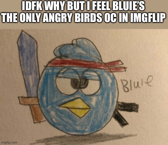 IDFK WHY BUT I FEEL BLUIE’S THE ONLY ANGRY BIRDS OC IN IMGFLIP | made w/ Imgflip meme maker