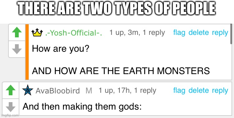 This is about Sayori and Sephiroth btw | THERE ARE TWO TYPES OF PEOPLE | image tagged in sayori and sephiroth | made w/ Imgflip meme maker