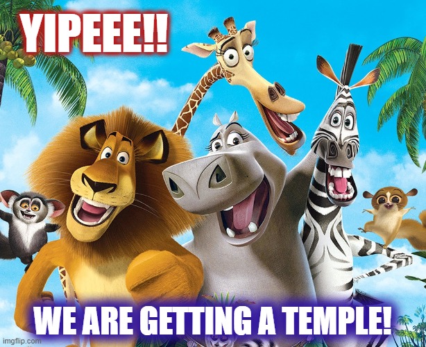 Madagascar is getting a TEMPLE! |  YIPEEE!! WE ARE GETTING A TEMPLE! | image tagged in madagascar,temple,lds,mormon | made w/ Imgflip meme maker