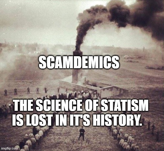 holocaust | SCAMDEMICS; THE SCIENCE OF STATISM IS LOST IN IT'S HISTORY. | image tagged in holocaust | made w/ Imgflip meme maker